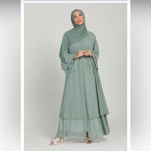 Mint Chiffon Layered Abaya